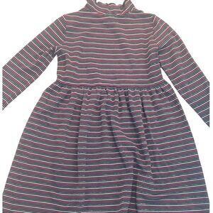 Hanna Andersson Girls Striped Mock Neck‎ Lurex Dress Long Sleeve Sparkle Size 10